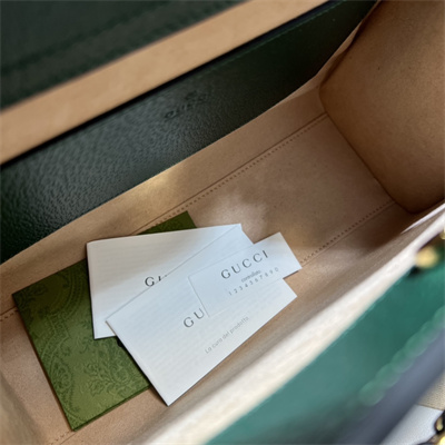 Gu.cci Diana Small Tote Bag Green Leather 2 Straps 702721