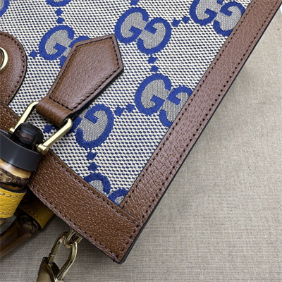 Gu.cci Diana Blue Jumbo GG Small Tote Bag 2 Straps 702721