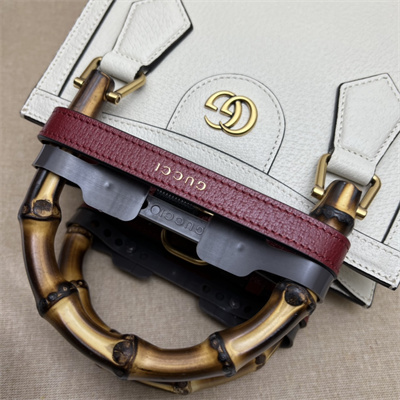 Gu.cci Diana Mini Tote Bag White Leather 2 Straps 702732