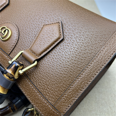 Gu.cci Diana Small Shoulder Bag Brown Leather 735153