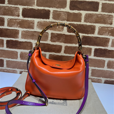 Gu.cci Diana Medium Shoulder Bag Orange Leather 746124