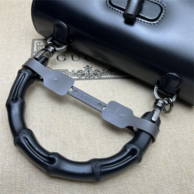 Gu.cci Bamboo 1947 Small Top Handel Bag Black Leather 675797