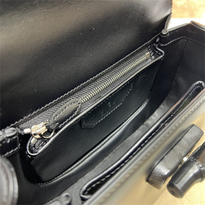 Gu.cci Bamboo 1947 Small Top Handel Bag Black Leather 675797