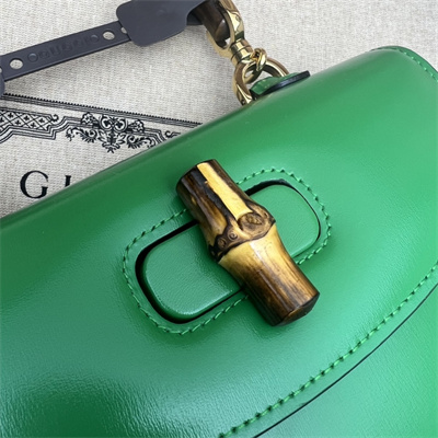 Gu.cci Bamboo 1947 Small Top Handel Bag Green Leather 675797