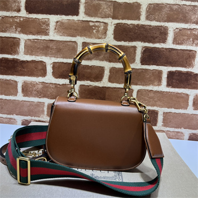 Gu.cci Bamboo 1947 Small Top Handel Bag Vintage Brown Leather 675797