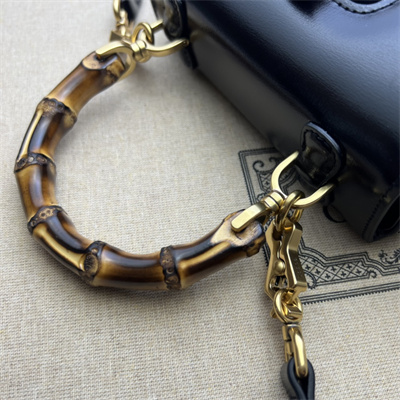 Gu.cci Bamboo 1947 Mini Top Handle Bag Black Leather 686864