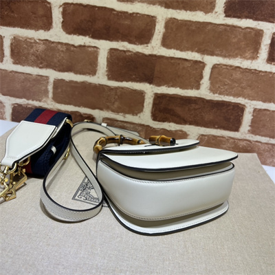 Gu.cci Bamboo 1947 Mini Top Handle Bag White Leather 686864