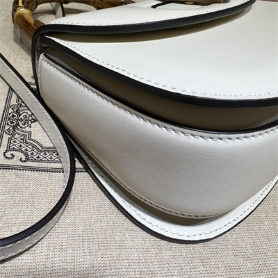 Gu.cci Bamboo 1947 Mini Top Handle Bag White Leather 686864