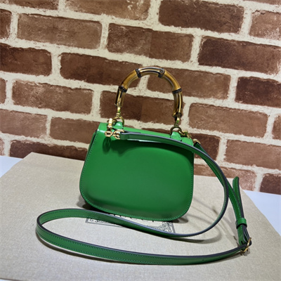 Gu.cci Bamboo 1947 Mini Top Handle Bag Green Leather 686864