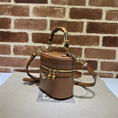 Gu.cci Mini Bamboo Shoulder Bag Brown Leather 760200