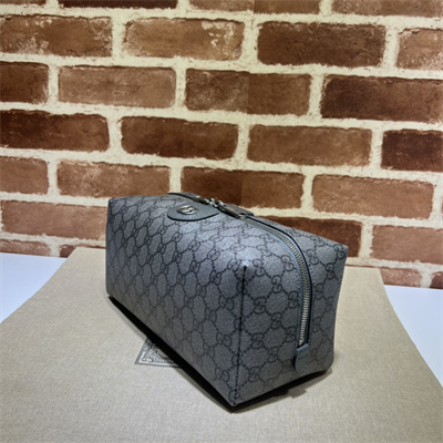 gu.cci ophidia small toiletry case grey and black gg S*p*e canvas 572761
