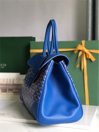 Go*ard saigon tote bag Go*ardine canvas & chevroches calfskin sky blue