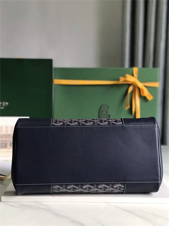 Go*ard saigon tote bag Go*ardine canvas & chevroches calfskin navy blue