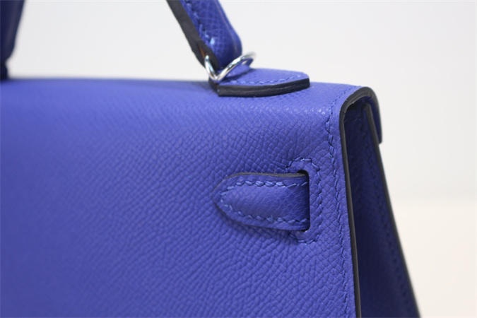 Kelly Mini II Bag Epsom Leather Gold/Silver Hardware In Blue Electric Color HS