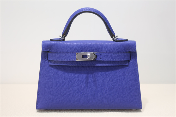 Kelly Mini II Bag Epsom Leather Gold/Silver Hardware In Blue Electric Color HS