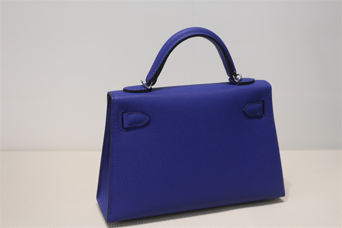 Kelly Mini II Bag Epsom Leather Gold/Silver Hardware In Blue Electric Color HS