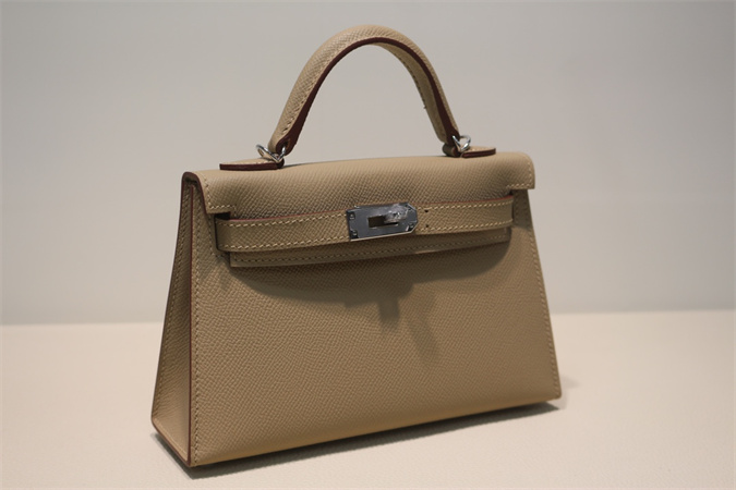 Kelly Mini II Bag Epsom Leather Gold/Silver Hardware In Trench Color HS