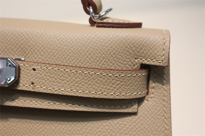 Kelly Mini II Bag Epsom Leather Gold/Silver Hardware In Trench Color HS