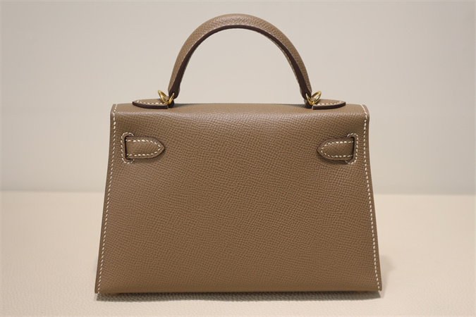 Kelly Mini II Bag Epsom Leather Gold/Silver Hardware In Etoupe Color HS