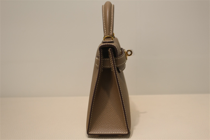 Kelly Mini II Bag Epsom Leather Gold/Silver Hardware In Etoupe Color HS