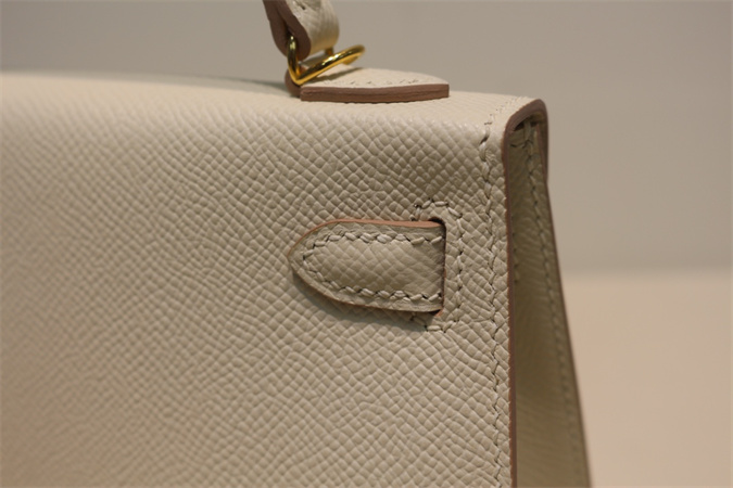 Kelly Mini II Bag Epsom Leather Gold/Silver Hardware In Craie Color HS