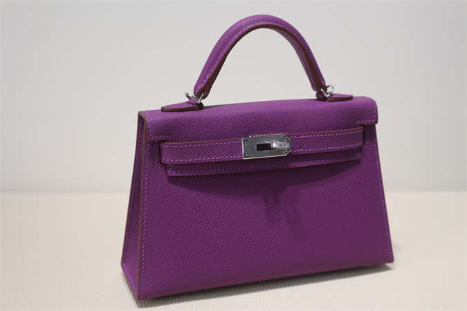 Kelly Mini II Bag Epsom Leather Gold/Silver Hardware In Anemone Color HS