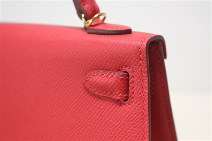 Kelly Mini II Bag Epsom Leather Gold/Silver Hardware In Red Color HS