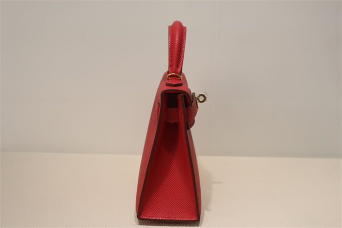 Kelly Mini II Bag Epsom Leather Gold/Silver Hardware In Red Color HS