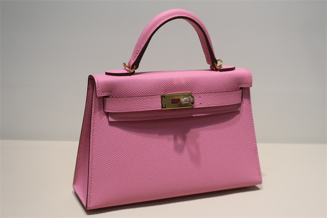 Kelly Mini II Bag Epsom Leather Gold/Silver Hardware In Pink Color HS