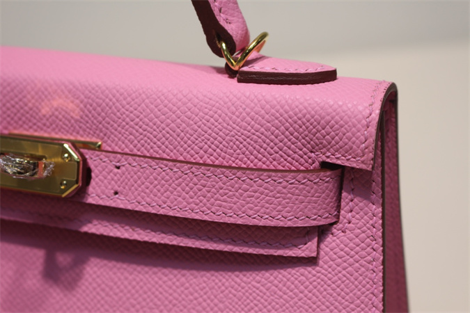Kelly Mini II Bag Epsom Leather Gold/Silver Hardware In Pink Color HS