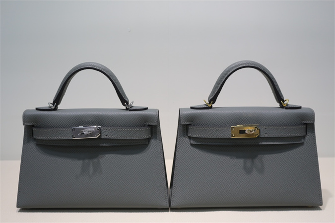 Kelly Mini II Bag Epsom Leather Gold/Silver Hardware In Vert Amande Color HS