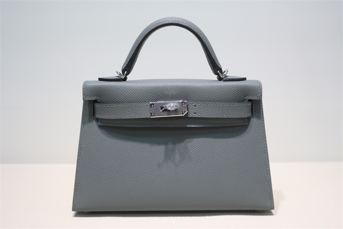 Kelly Mini II Bag Epsom Leather Gold/Silver Hardware In Vert Amande Color HS