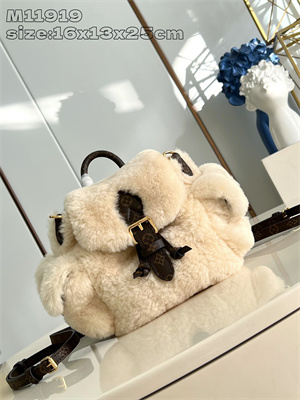 L.V Nano Teddy Backpack Shearling Cream M11919