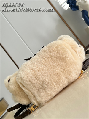 L.V Nano Teddy Backpack Shearling Cream M11919