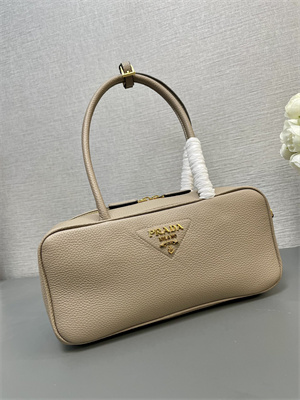 Pra*a medium grained leather top-handle bag beige 1bb126