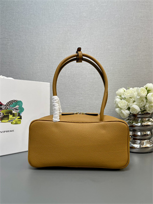 Pra*a medium grained leather top-handle bag brown 1bb126