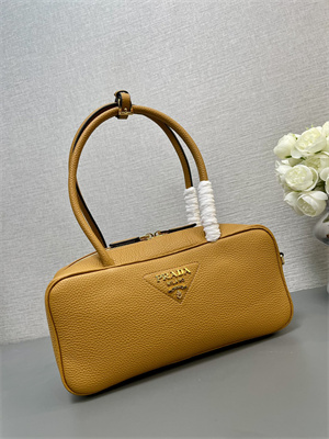 Pra*a medium grained leather top-handle bag brown 1bb126