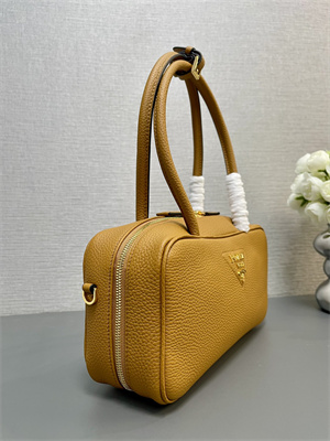 Pra*a medium grained leather top-handle bag brown 1bb126