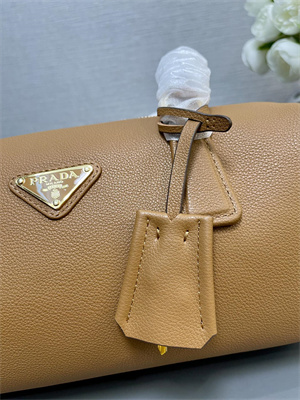 Pra*a medium leather top-handle bag with padlock brown 1bb127