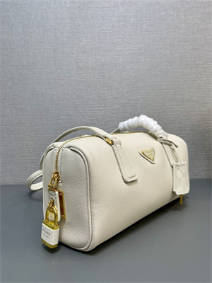 Pra*a medium leather top-handle bag with padlock white 1bb127