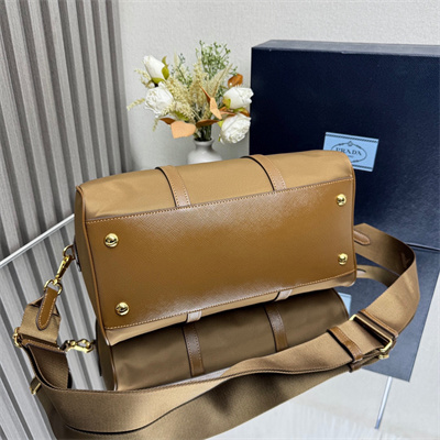 Pra*a re-edition 1978 medium re-nylon and saffiano leather top-handle bag cork beige 1bb233