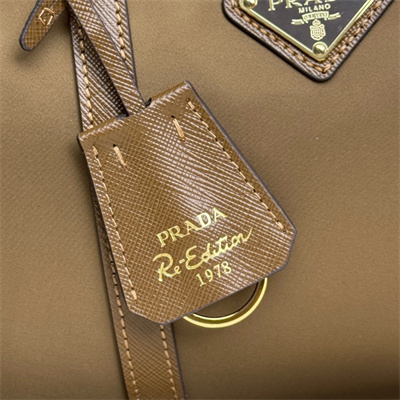 Pra*a re-edition 1978 medium re-nylon and saffiano leather top-handle bag cork beige 1bb233