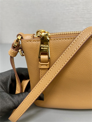 Pra*a mini hobo bag brown calfskin 1bc238