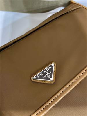 Pra*a re-nylon and leather shoulder bag cork beige 2vd052