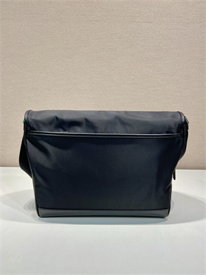 Pra*a re-nylon and leather shoulder bag black 2vd052