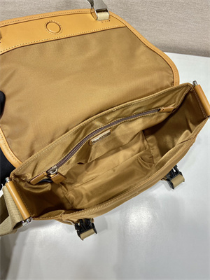 Pra*a re-nylon and leather shoulder bag cork beige 2vd066