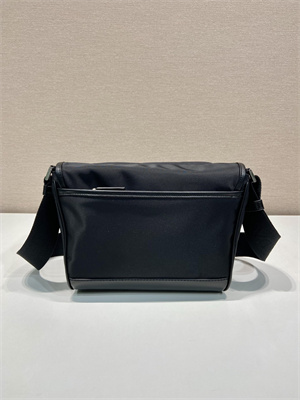 Pra*a re-nylon and leather shoulder bag black 2vd066
