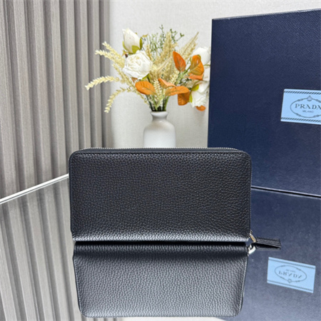 Pra*a grained leather wallet black 2ml317