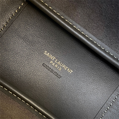 Y.S.L LE 5 A 7 Mini HOBO BAG In Kaki Green Grained Calfskin Leather