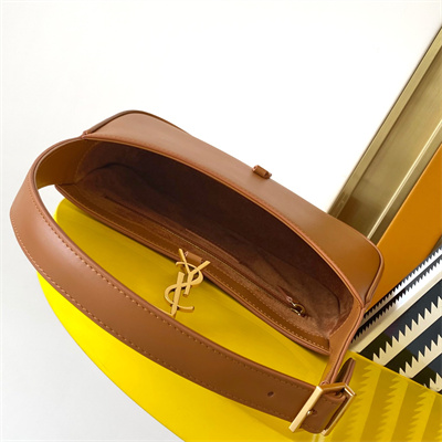 Y.S.L LE 5 A 7 HOBO BAG In Brown Smooth Leather